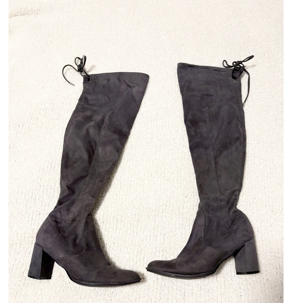 Marc Fisher Dark Gray Over The‎ Knee Boots Faux Suede